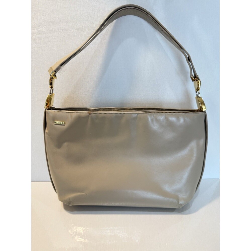 Vintage KORET Taupe Gray Leather Purse Shoulder Bag Handbag Adjustable Strap USA